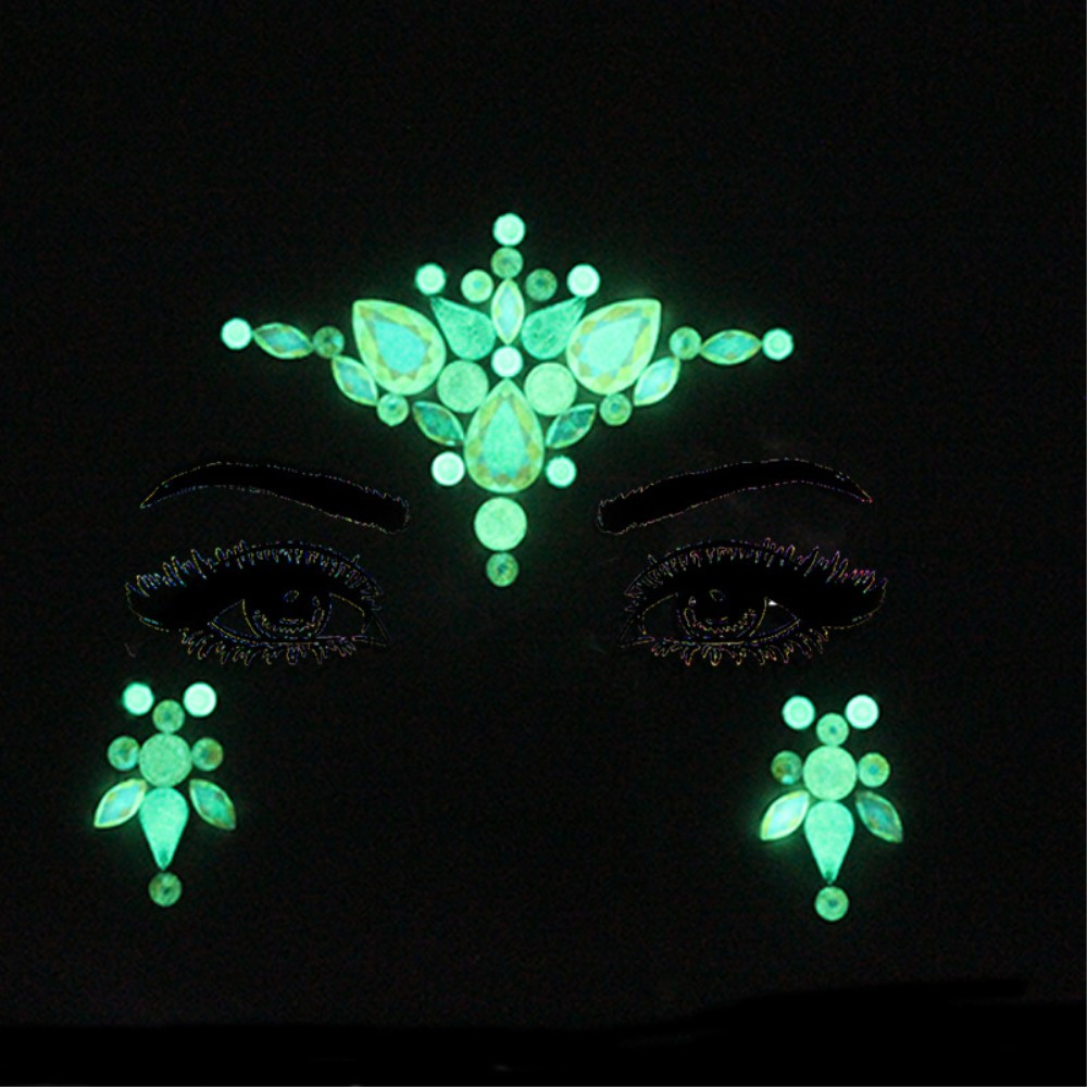 Strass Festival Gesichts- und Körper Aufkleber Glow in the Dark Temporary Tattoo Haut Sticker - Style 2
