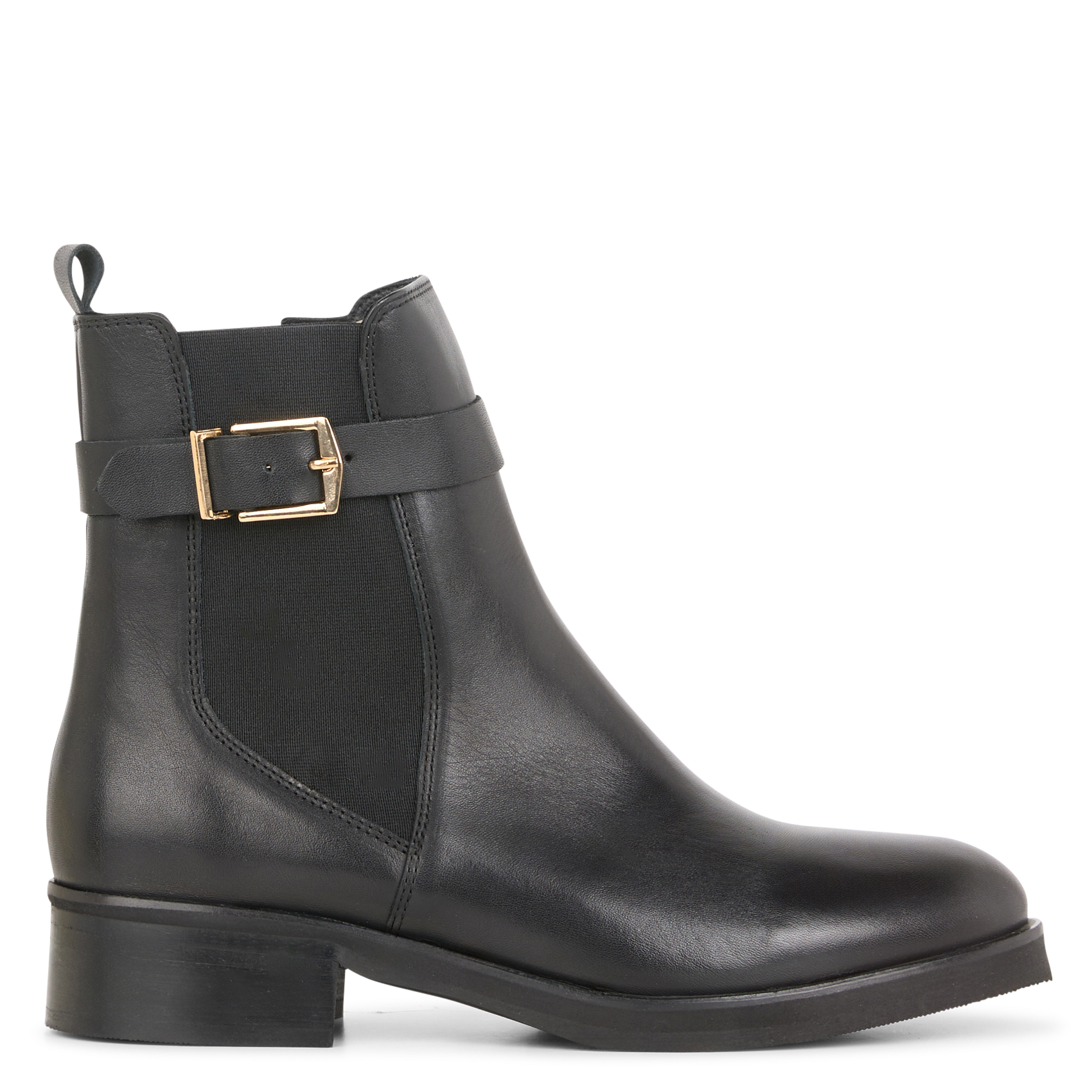 CHARLOTTE - Bottines à boucle en cuir | Noir