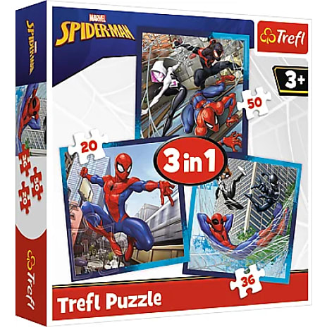 Spiderman puslespil 3i1 - 20, 36 og 50 brikker