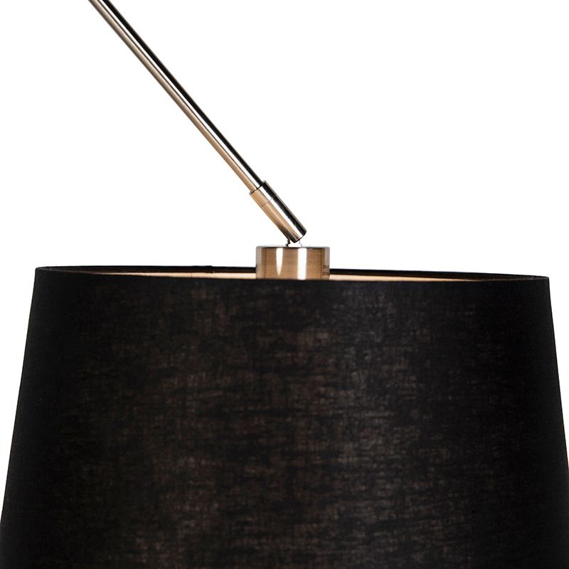 Hanglamp staal met linnen kap zwart 35 cm - Blitz