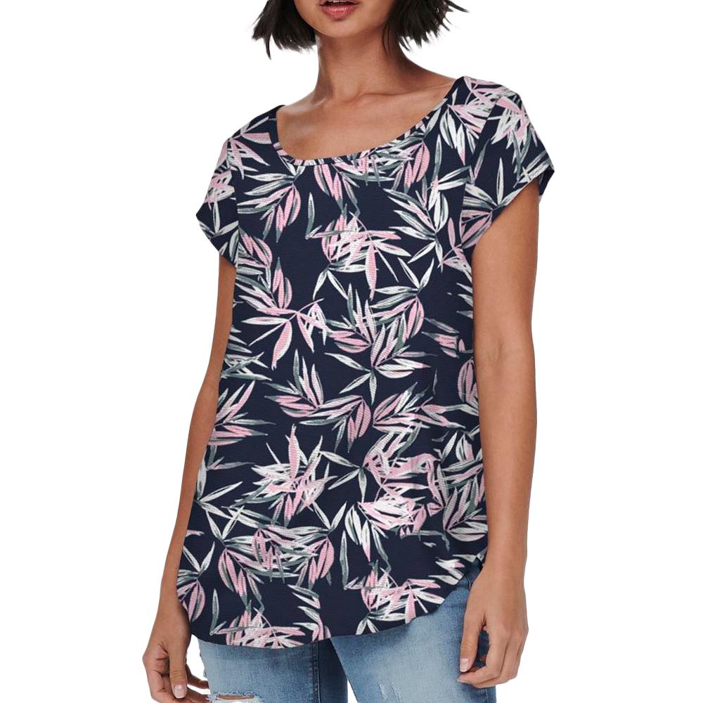 Only Top Marine/Rose à motifs Femme Only Nova