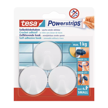 Tesa Haak Powerstrip Rond Wit Kunststof - 3 Stuks