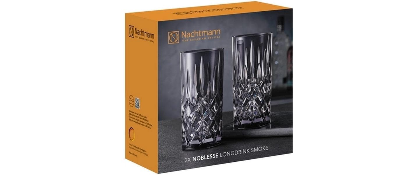 Longdrinkglas Noblesse, Smoke, 2 StückLongdrinkglas-Set aus Kristallglas in Rauchgrau