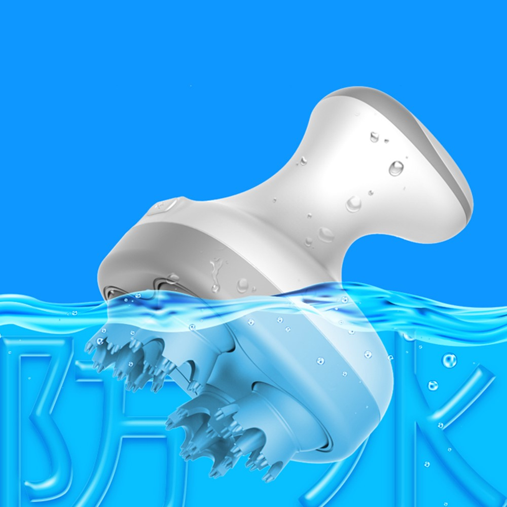 5W Elektrische USB Massage Bürste 360° Grad Kopf Massage Gerät mit 2 Modi (1200mAh) - Weiss / Grau