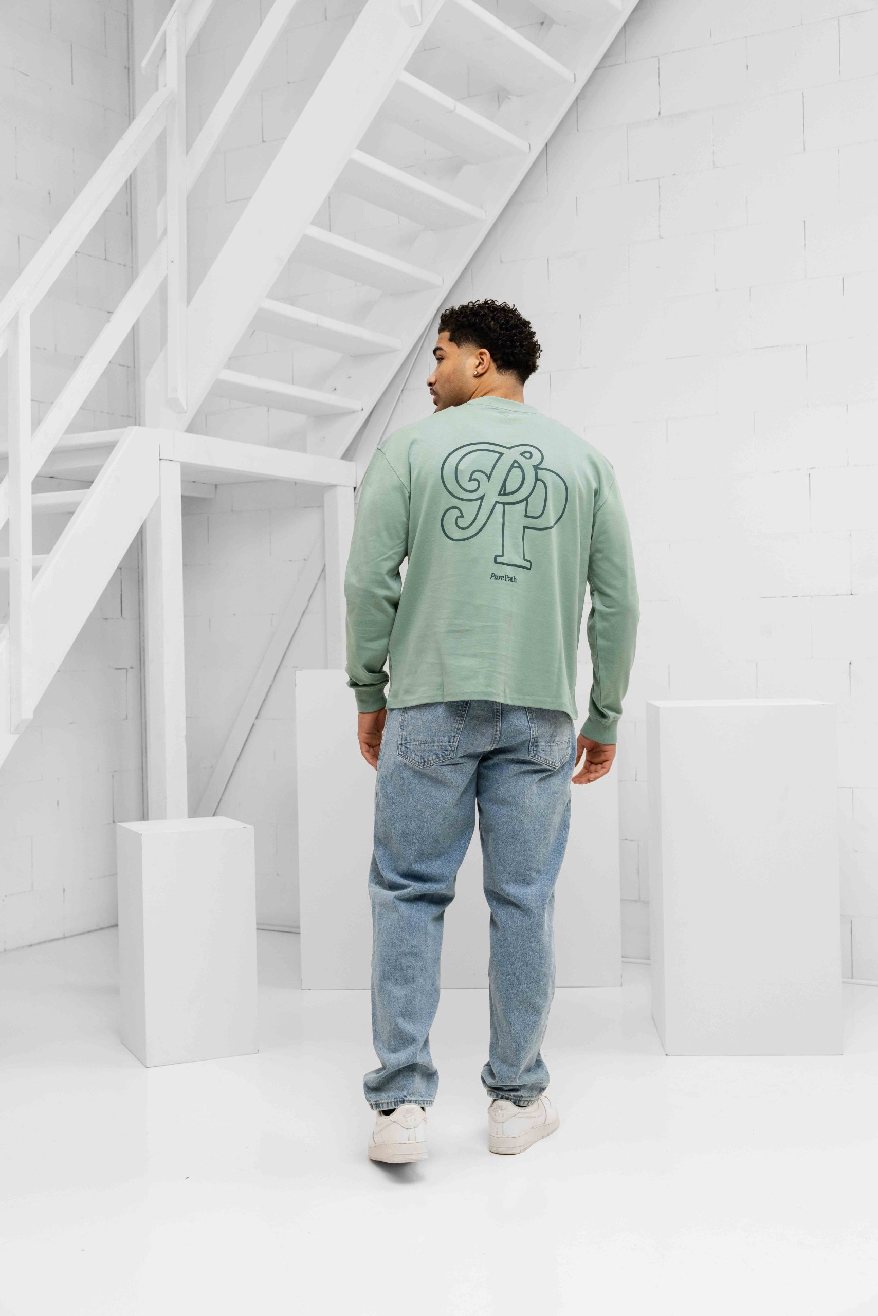 Pure Path Initials Longsleeve T-Shirt Heren Groen