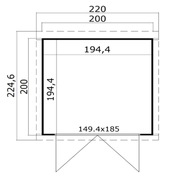 Tuinhuis Sara 200x200 cm grijs