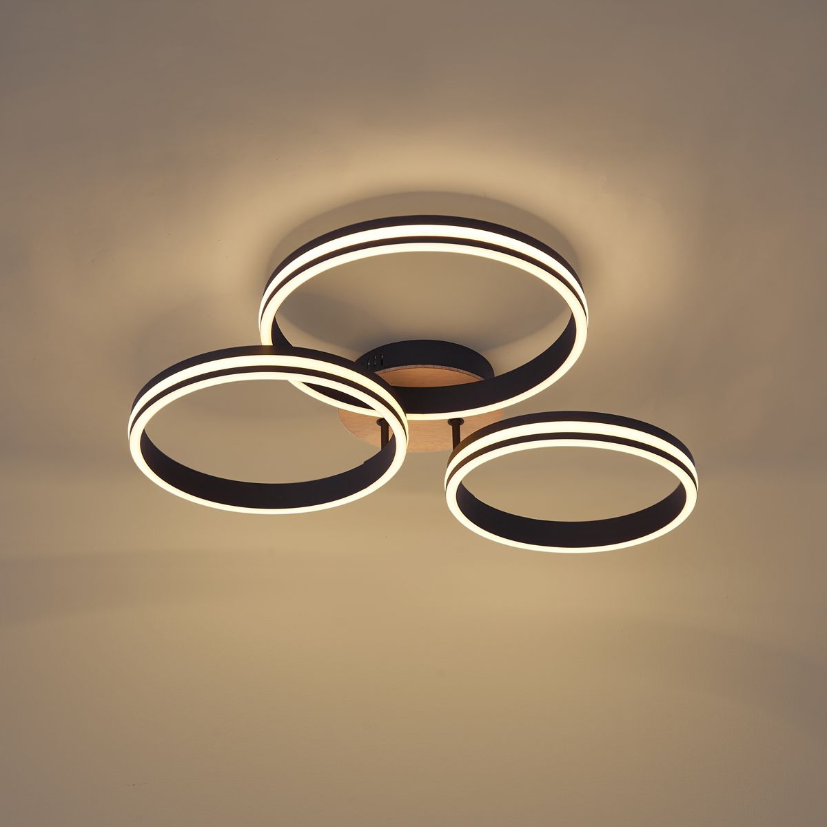 Plafondlamp hout incl. LED 3-staps dimbaar 3-lichts - Navara