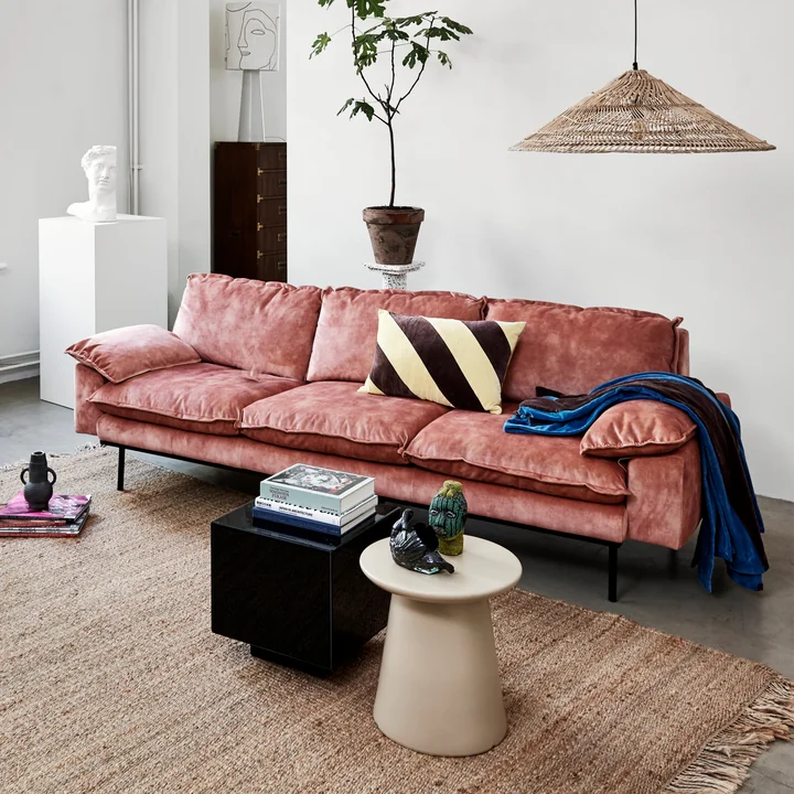 HKliving - Retro 2-Sitzer Sofa, Samt Cord, aged gold
