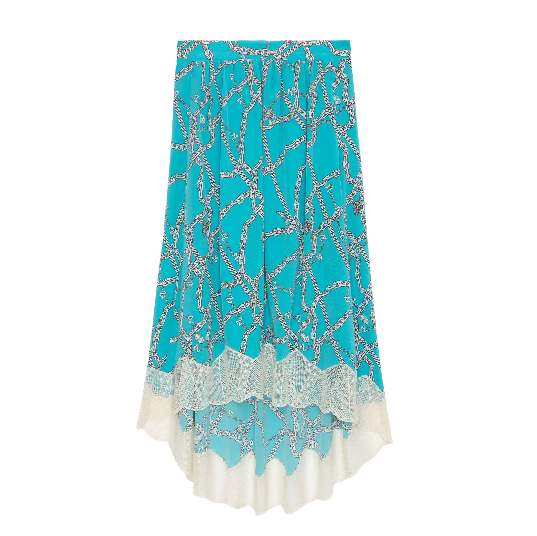 JOSLIN - Jupe midi asymétrique en soie | Bleu