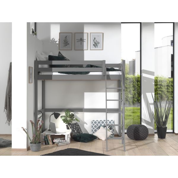 Vipack Pino Mezzanine Hoogslaper Grijs 90 x 200 Cm