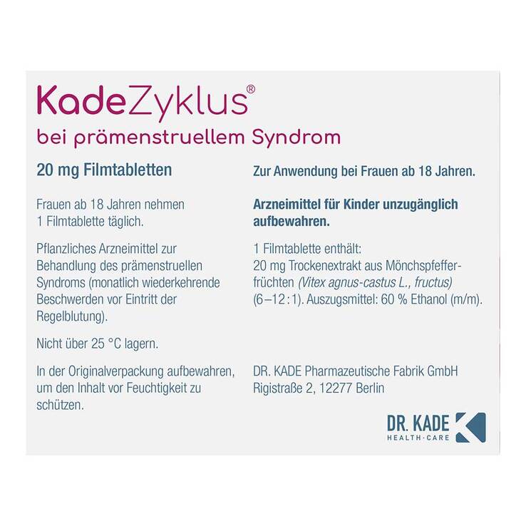 Kadezyklus bei prämenstruellem Syndrom 20 mg Fta, 30 St