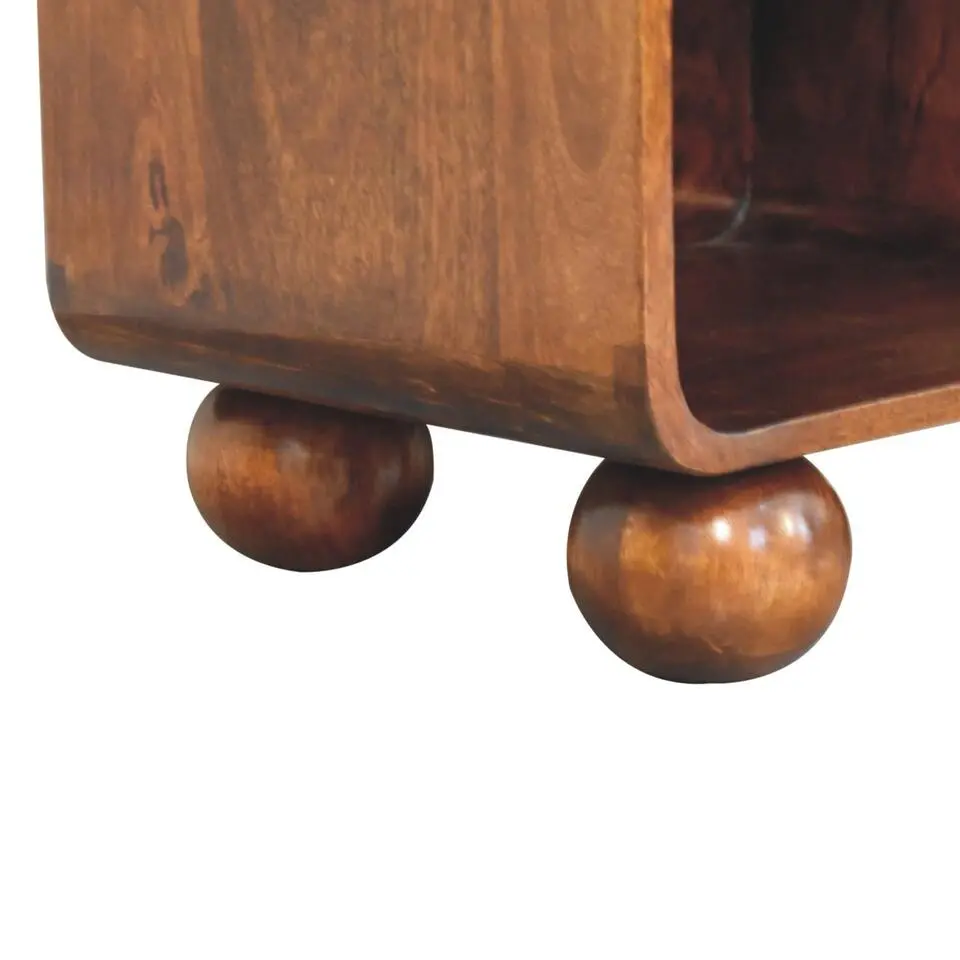 Nachtkastje van kastanjehout met open geweven ontwerp, 1 lade, 1 plank, bruin
