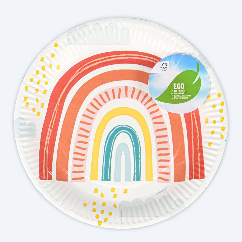 Lot de 8 assiettes 'Retro Rainbow'