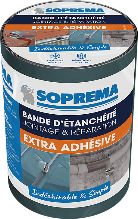 Bande d'étanchéité Extra Adhésive Soprema ardoise 15cm x 5m, ép. 0.6mm
