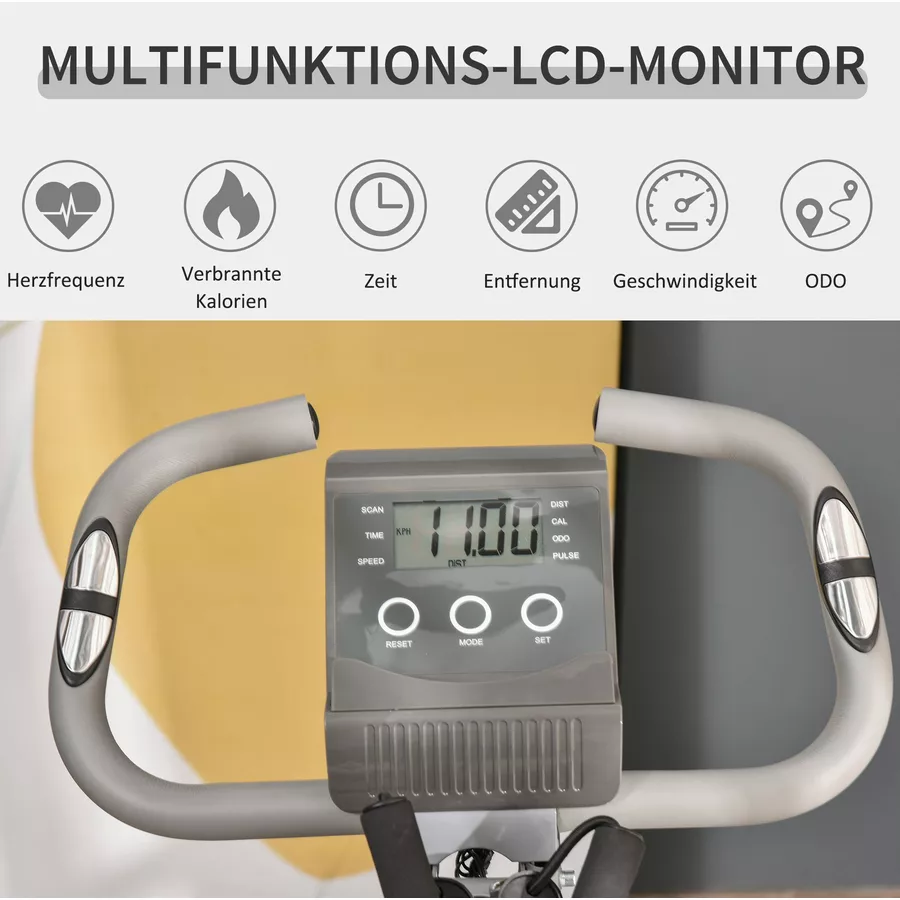 HOMCOM Fahrradtrainer mit LCD Display grau