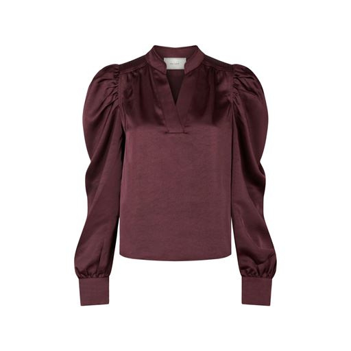 Neo Noir Rosslyn Heavy Sateen Bluse, Burgundy, 34