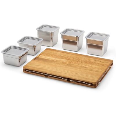 Set Frankfurter Brett Mono mit Edelstahlbehälter-Set, Eiche