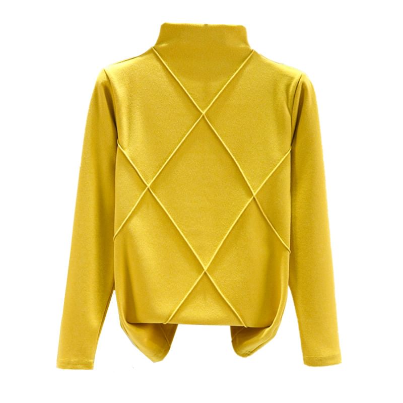 JVL - Geruit T-shirt met lange mouwen en mockneck