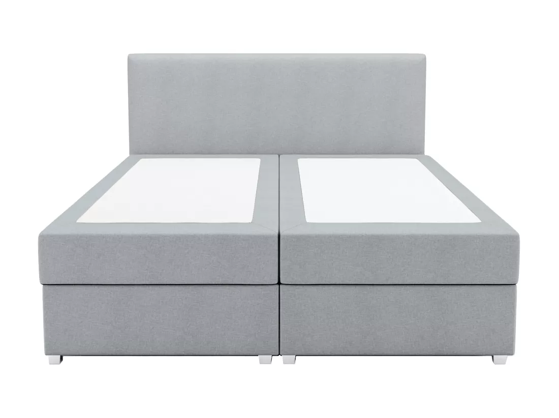 Ensemble complet boxspring tête de lit + sommier + matelas + surmatelas - 180 x 200 cm - Tissu - Gris clair - ONAN de YSMÉE