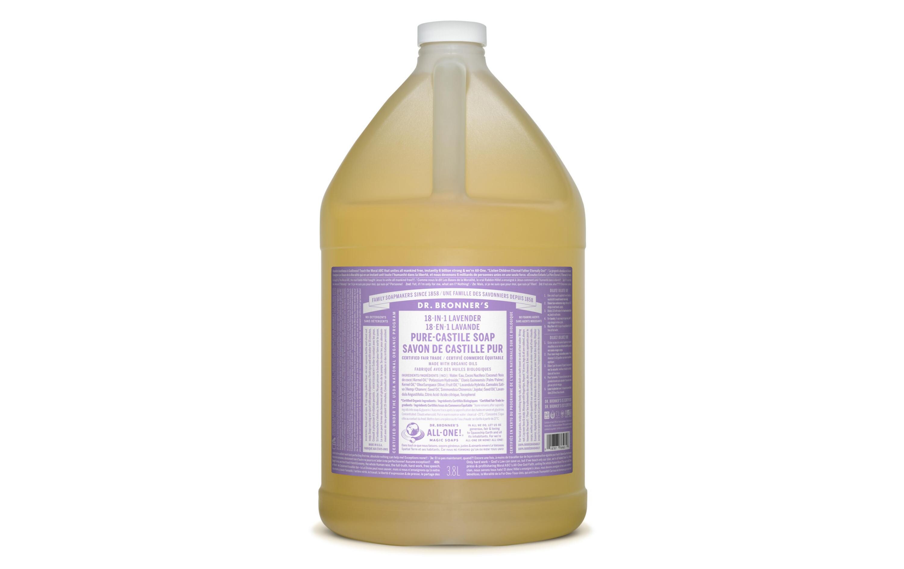 Flüssigseife Lavender 18-In-1 Nachfüllpack 3800 mlNatürliche Fair Trade Pflegeseife mit biologischen ätherischen Ölen und beruhigendem Lavendelduft