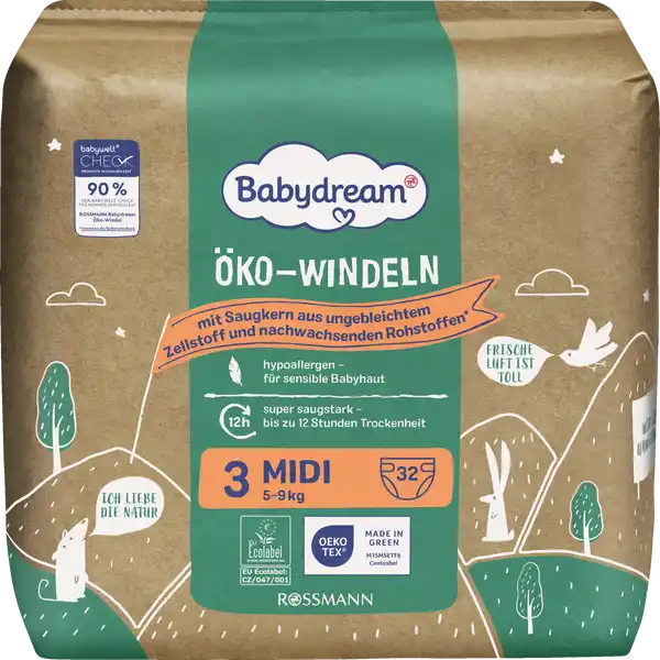 Öko-Windel Größe 3 Midi, 5-9 kg