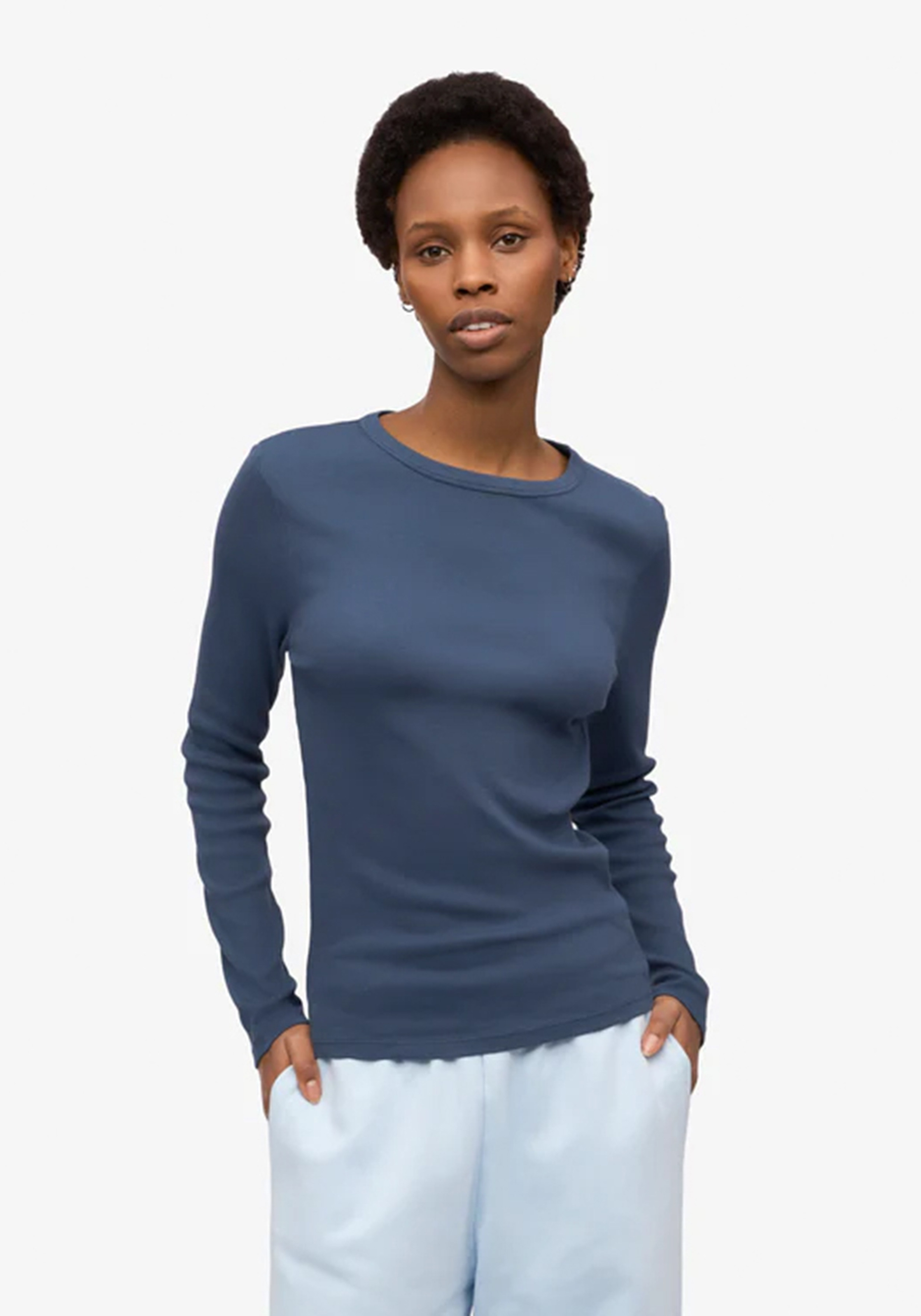 Colorful Standard Damen-Longsleeve Rib Petrol Blue