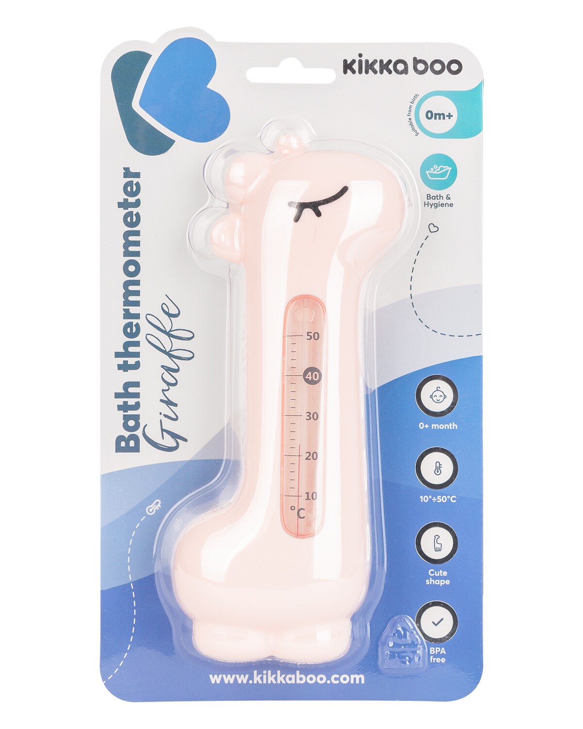 Kikkaboo Wasserthermometer Giraffe, Badethermometer, Messbereich von 10 bis 50°C rosa