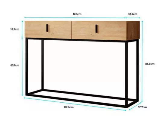 Meuble d'entrée pour Hall d'entrée Couloir en Safir avec 120x36,8x83,6cm Aron