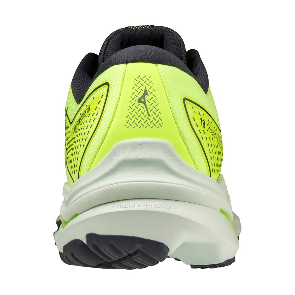 Mizuno WAVE INSPIRE 18 - Chaussures running Homme neolime/mistyblue/ebony