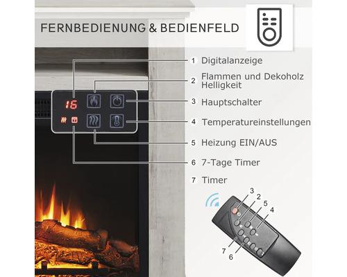 Elektrische haard Balderia Frida eikengrijs 2000 watt