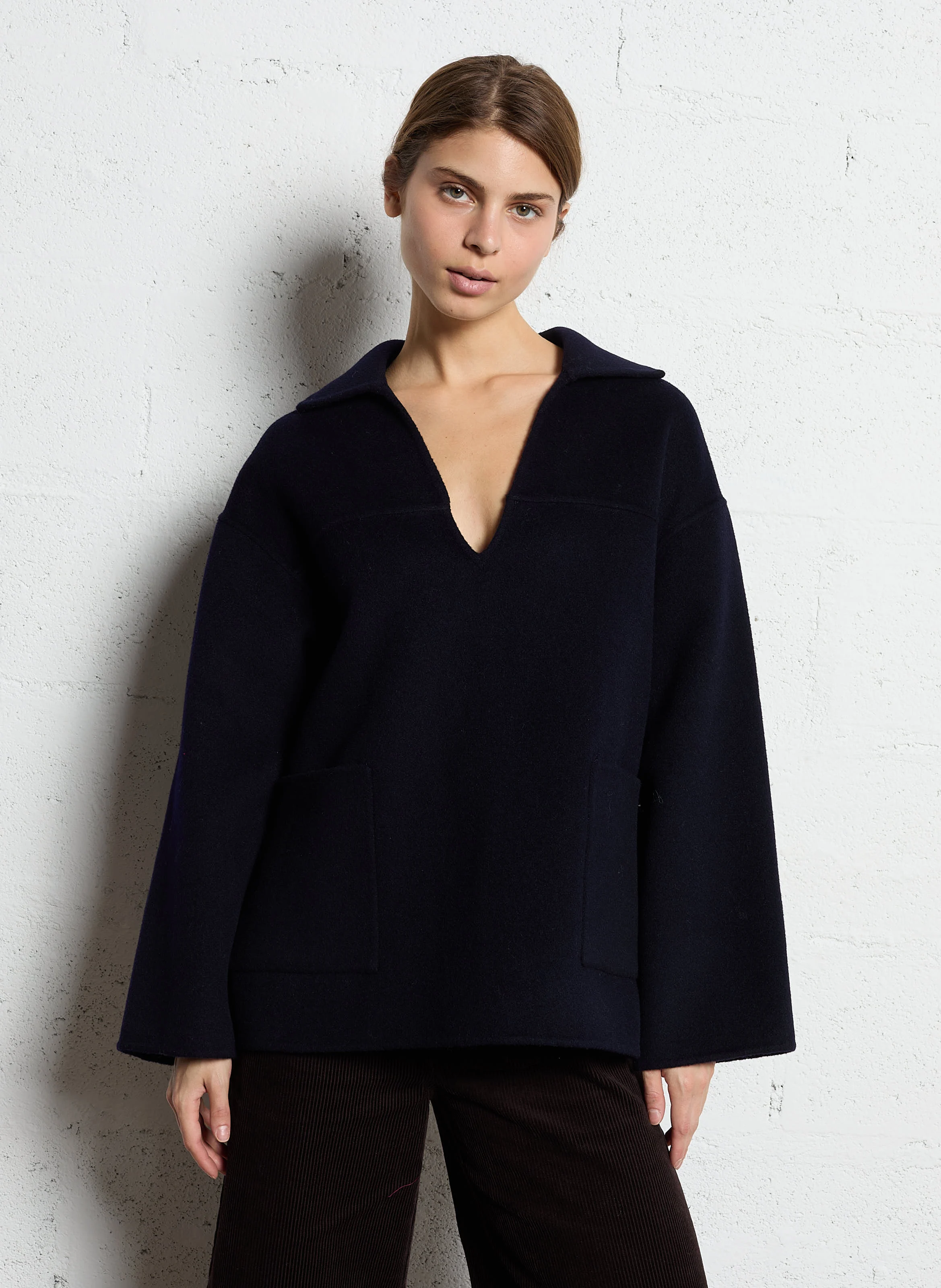 RITCH - Manteau col chemise en laine| Bleu