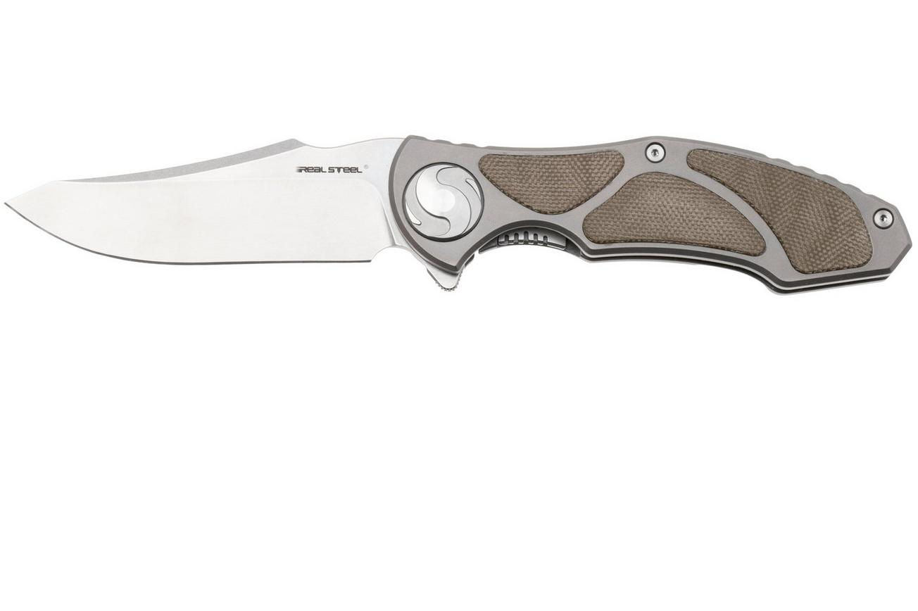 Real Steel Exorcist 9423, Stonewashed CPM S35VN, Sandblasted Titanium, Green Micarta Inlays zakmes, Carson Huang design