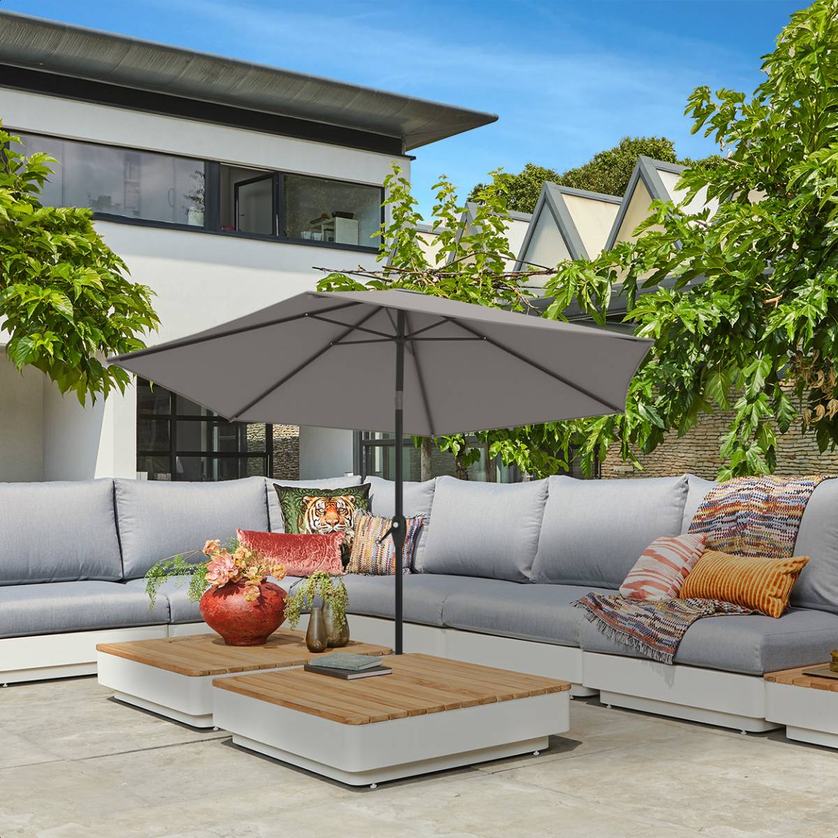 LifeGoods 270 cm parasol met hoes - Taupe