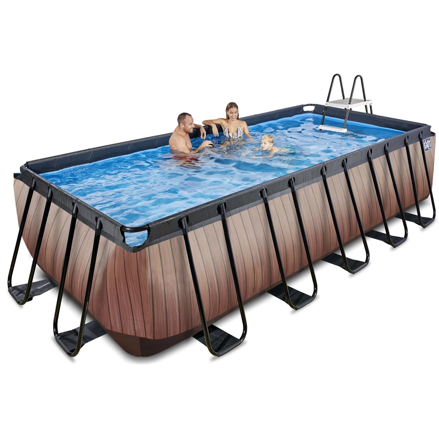 EXIT Wood Pool 540x250x122cm mit Sandfilterpumpe, braun