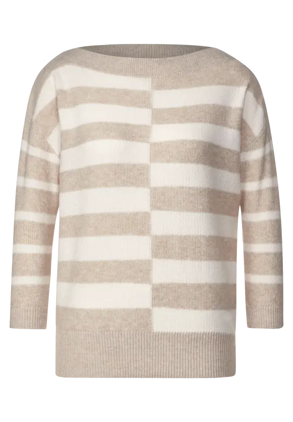 Pullover mit Streifenprint - spring sand melange