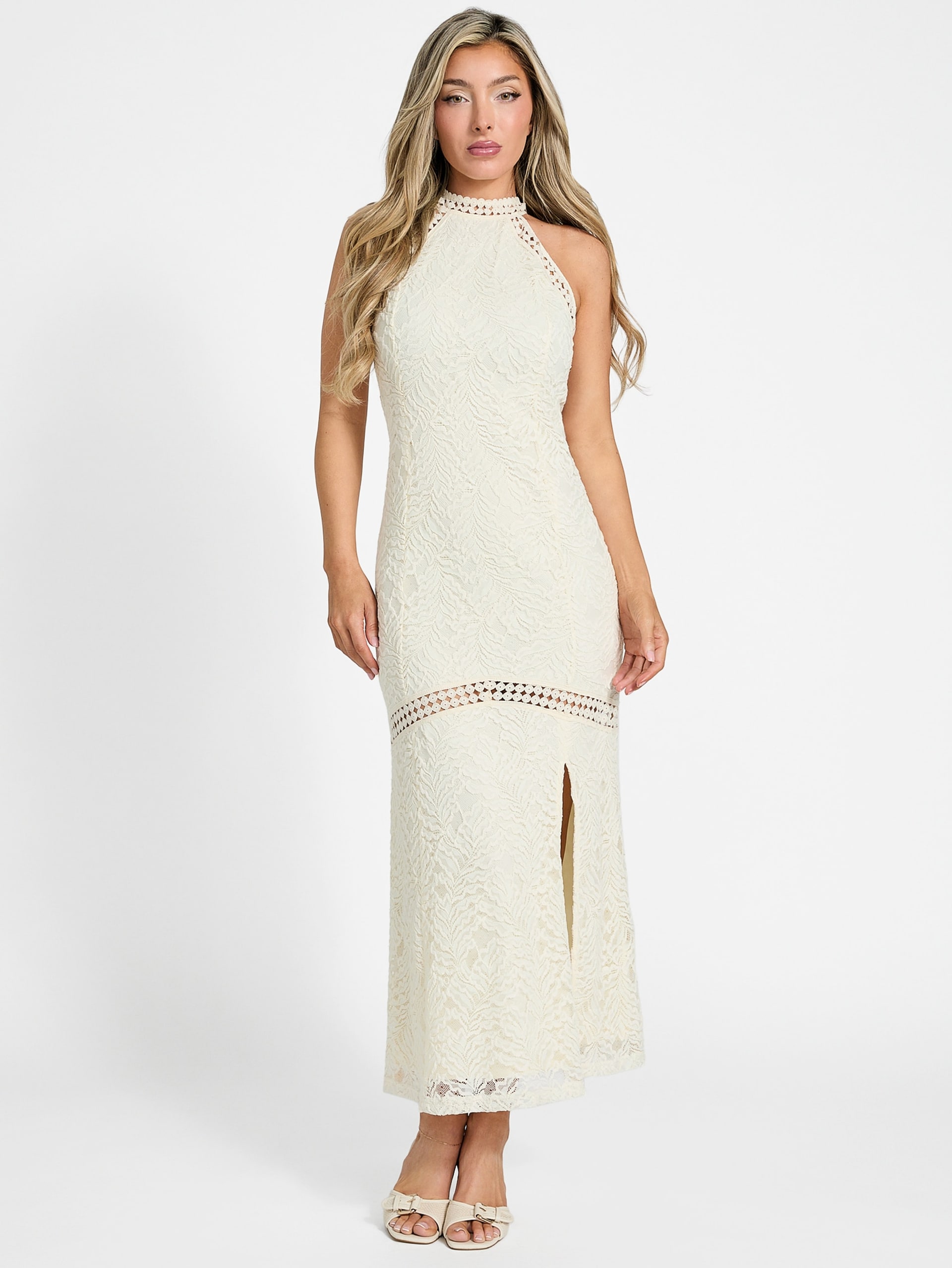 Vestido longo de renda Liza