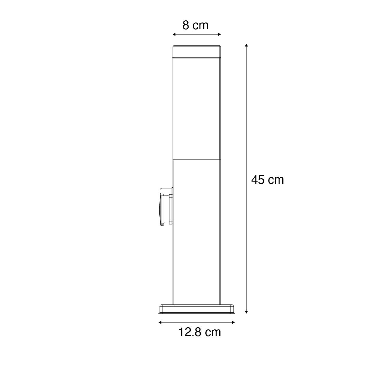 Buitenlamp donkergrijs met grondpin en kabelmof 45cm incl. stopcontact IP44 - Malios