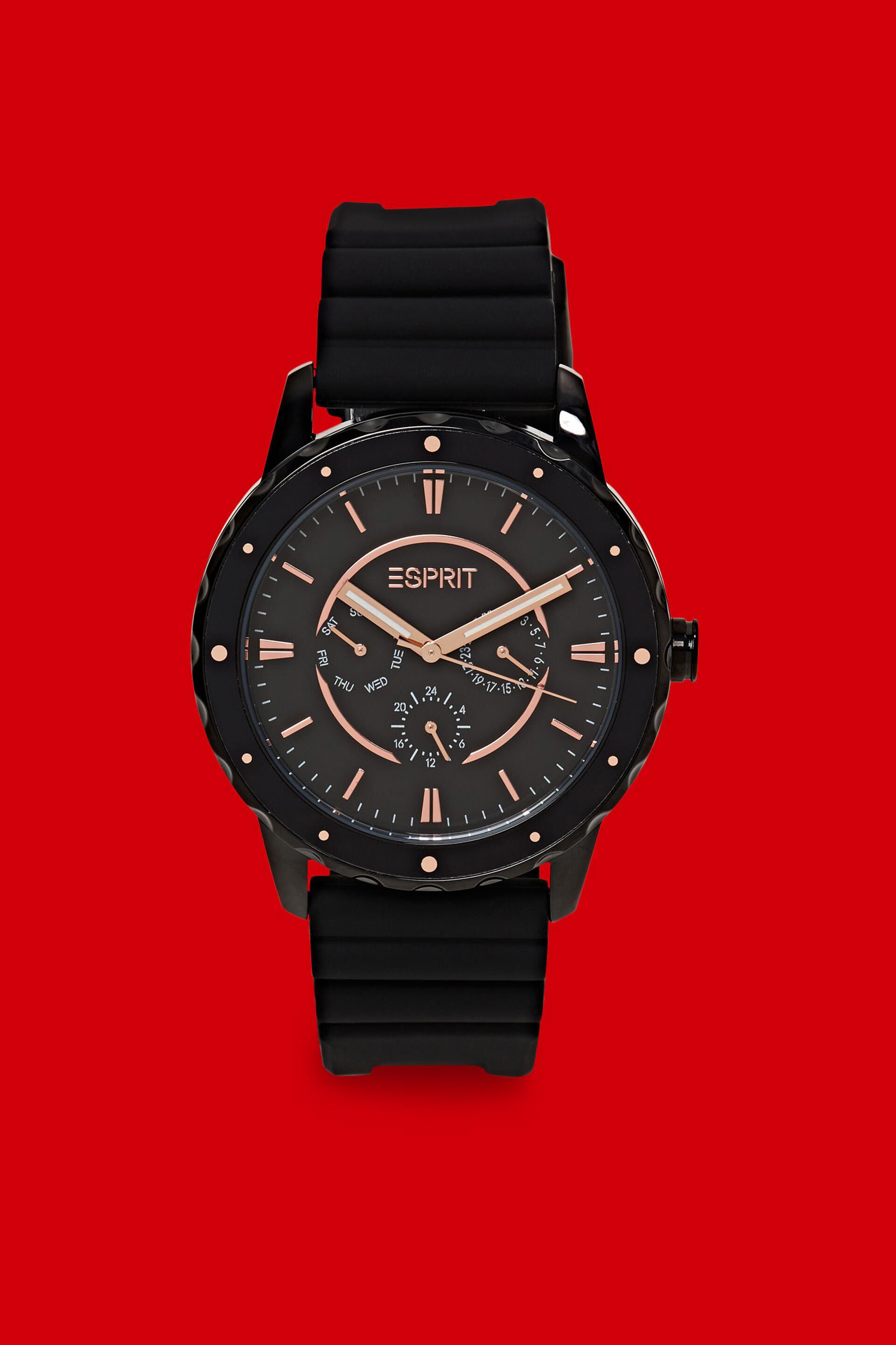 Montre en acier inoxydable dotée d’un bracelet en caoutchouc