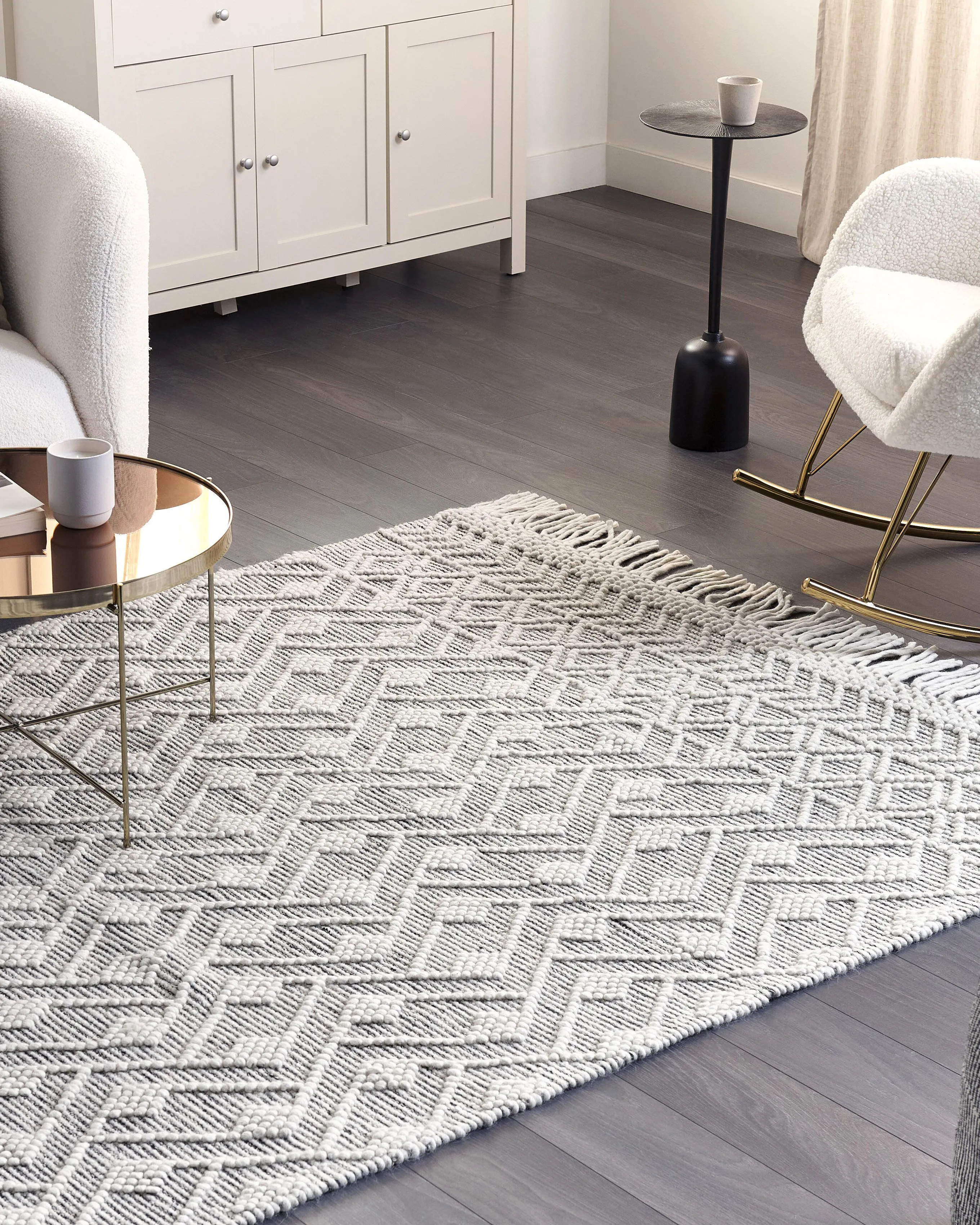 Vloerkleed KAVAK Zwart 160 x 230 cm Wol