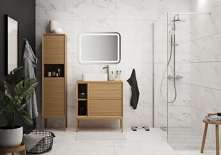 Miroir de salle de bains lumineux LED 80 x 60 cm, Cooke & Lewis Charlestown