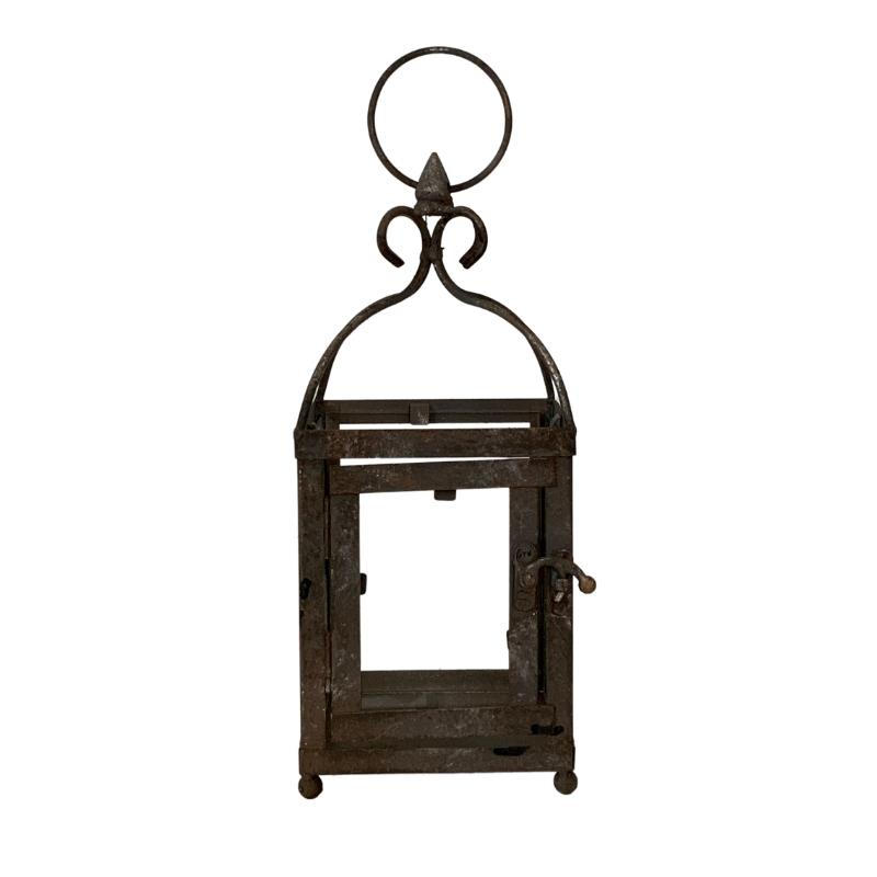 Lanterne de jardin fer gris 11x11x27cm