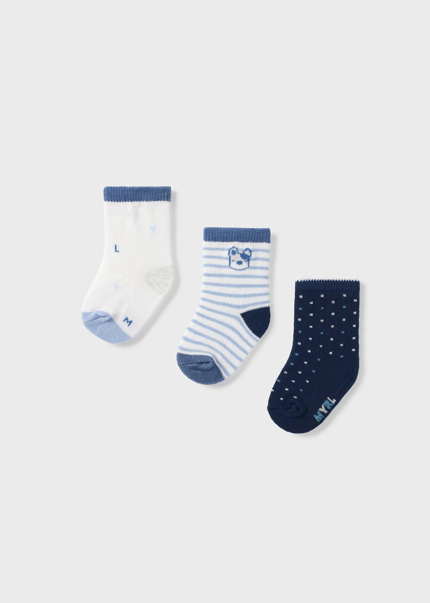 Pacote com 3 pares de meias estampadas para recém-nascidos