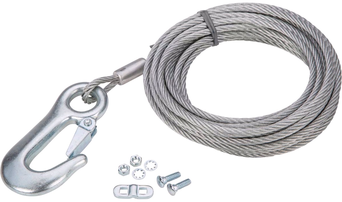 Trailer wire 5 mm med krog,7,5 m Rustfri