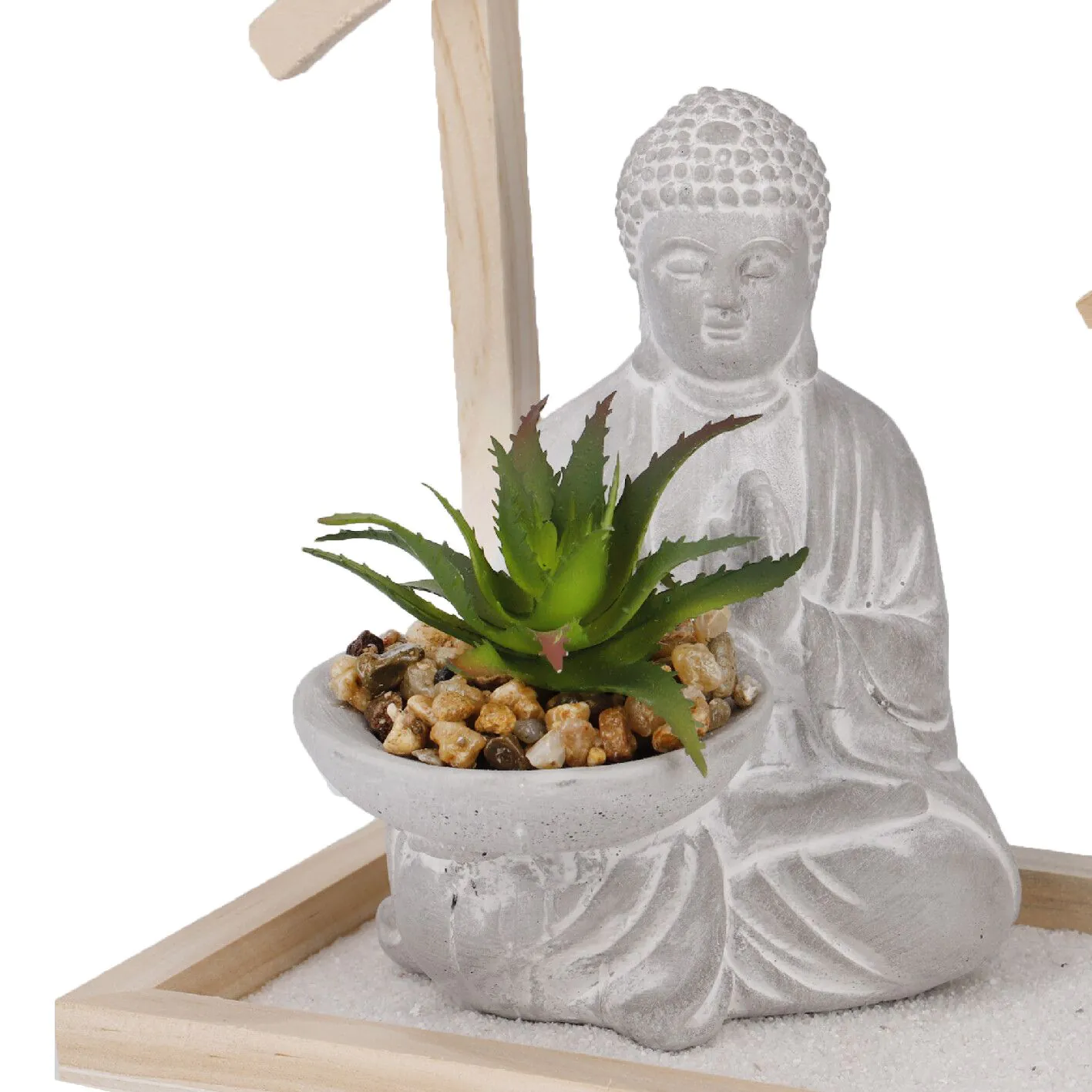Buddha Dekotablett, natur/grau