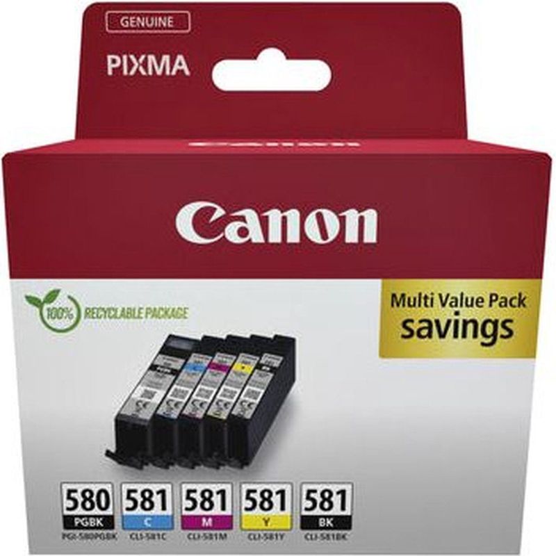 Canon - PGI-580 PGBK/CLI-581 CMYBK Multipack - Cyaan, Magenta, Geel, Zwart - Cartridge set