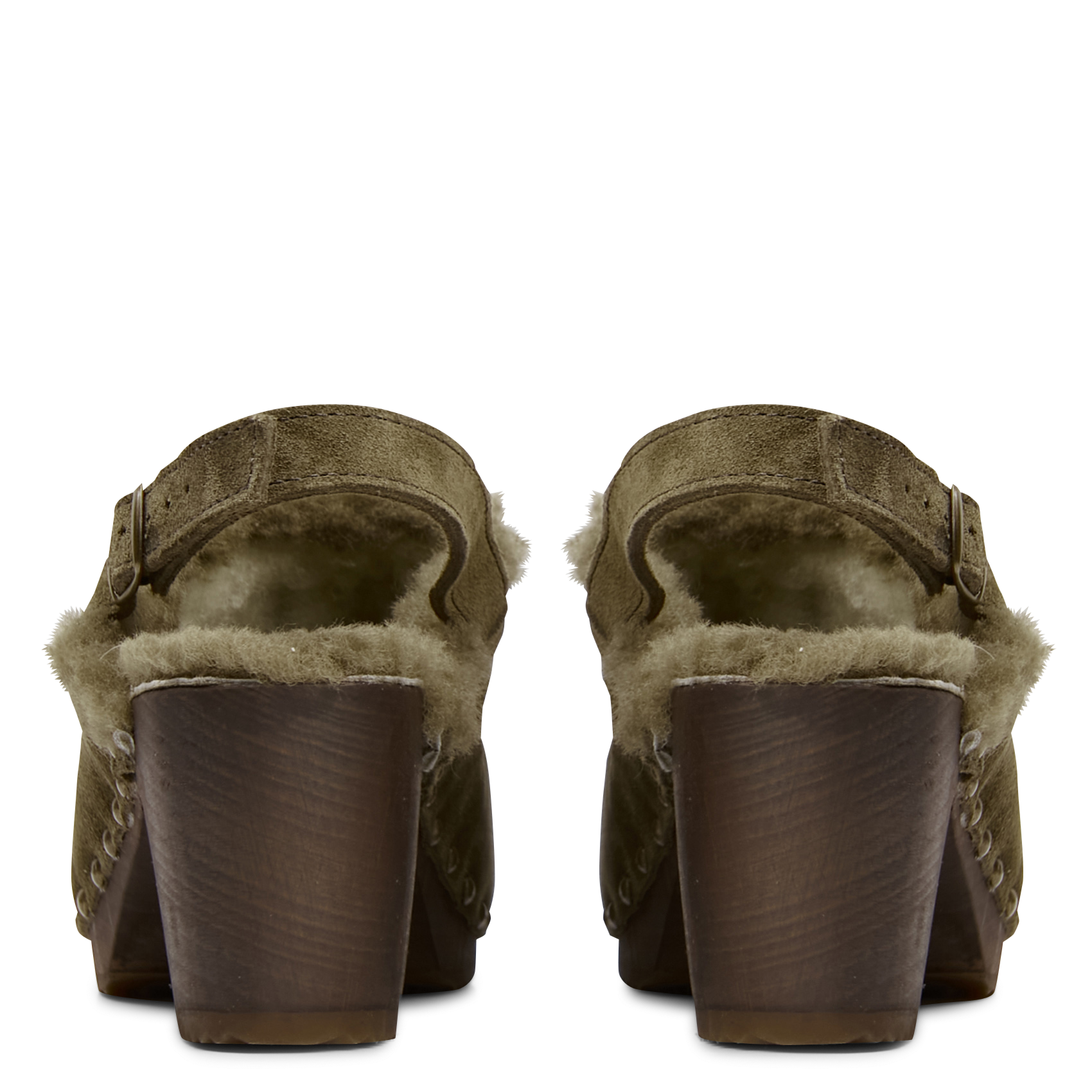 CARLINE - Sabots fourrés en cuir velours| Beige