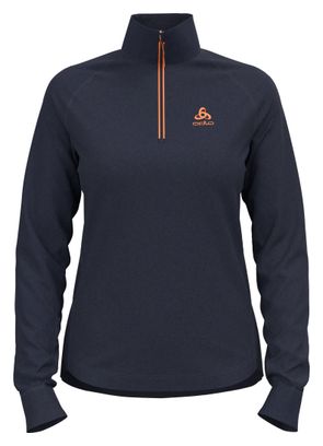 Maillot Manches Longues Femme Odlo 1/2 Zip Berra Bleu Foncé
