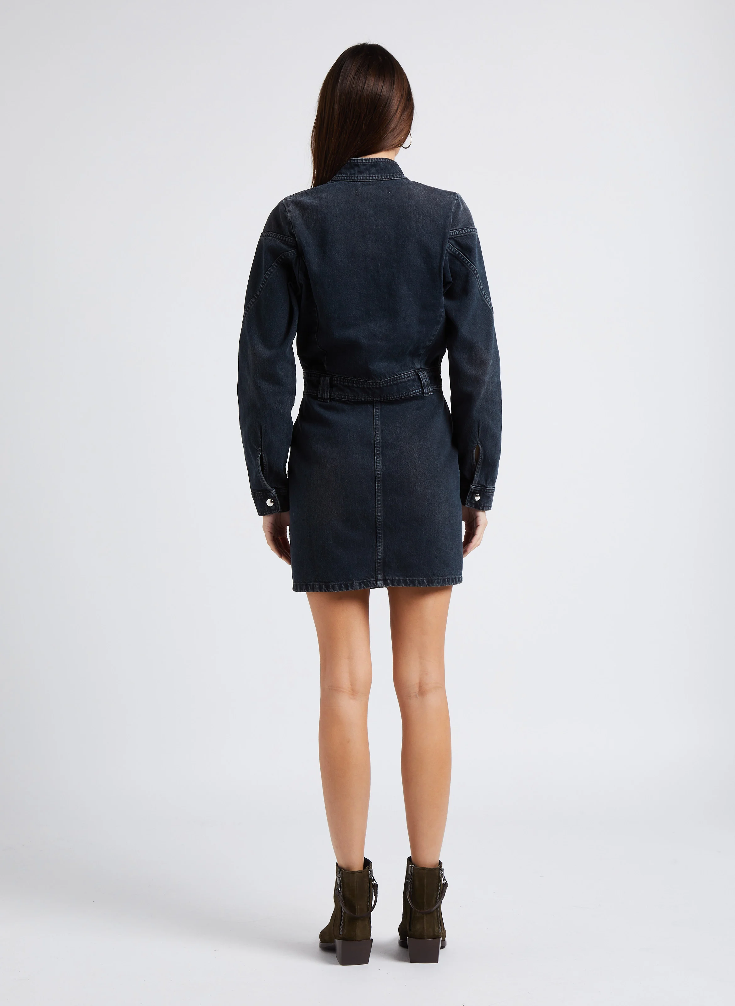 DARWIN - Roe courte col officier en jean | Noir