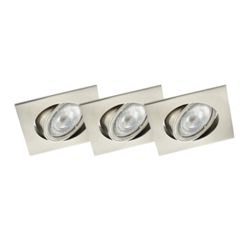 KARWEI LED inbouwspot richtbaar vierkant staal 3 stuks