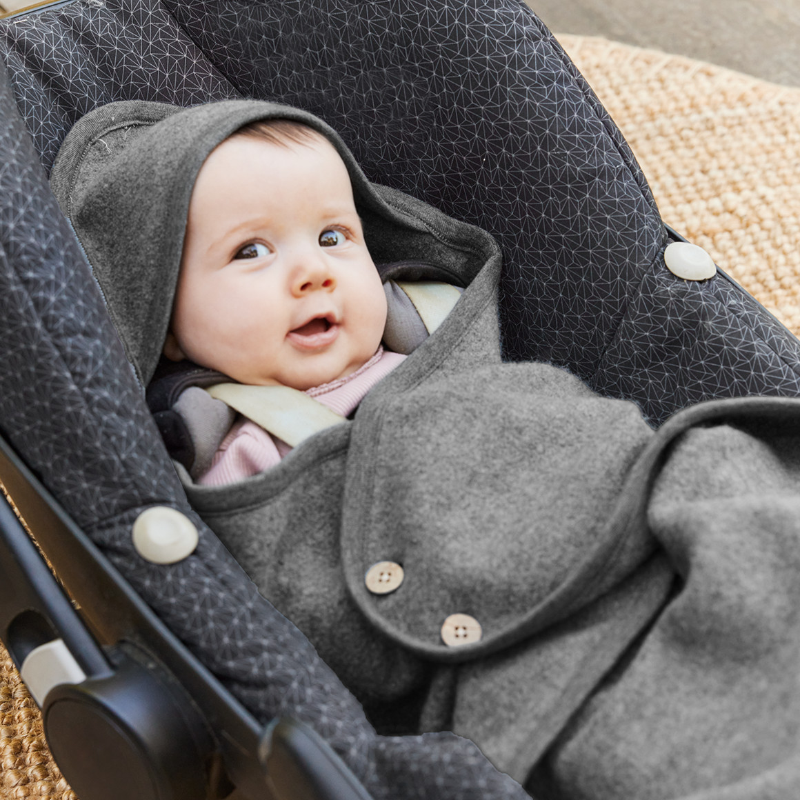 Topomini Pure Collection Newborn Wollwalk-Fußsack hellgrau
